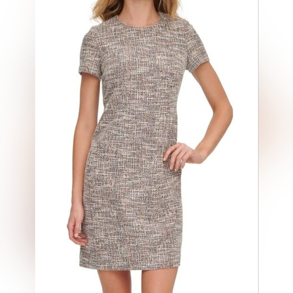Calvin KleinWomen's Tweed Short-Sleeve Sheath Dress